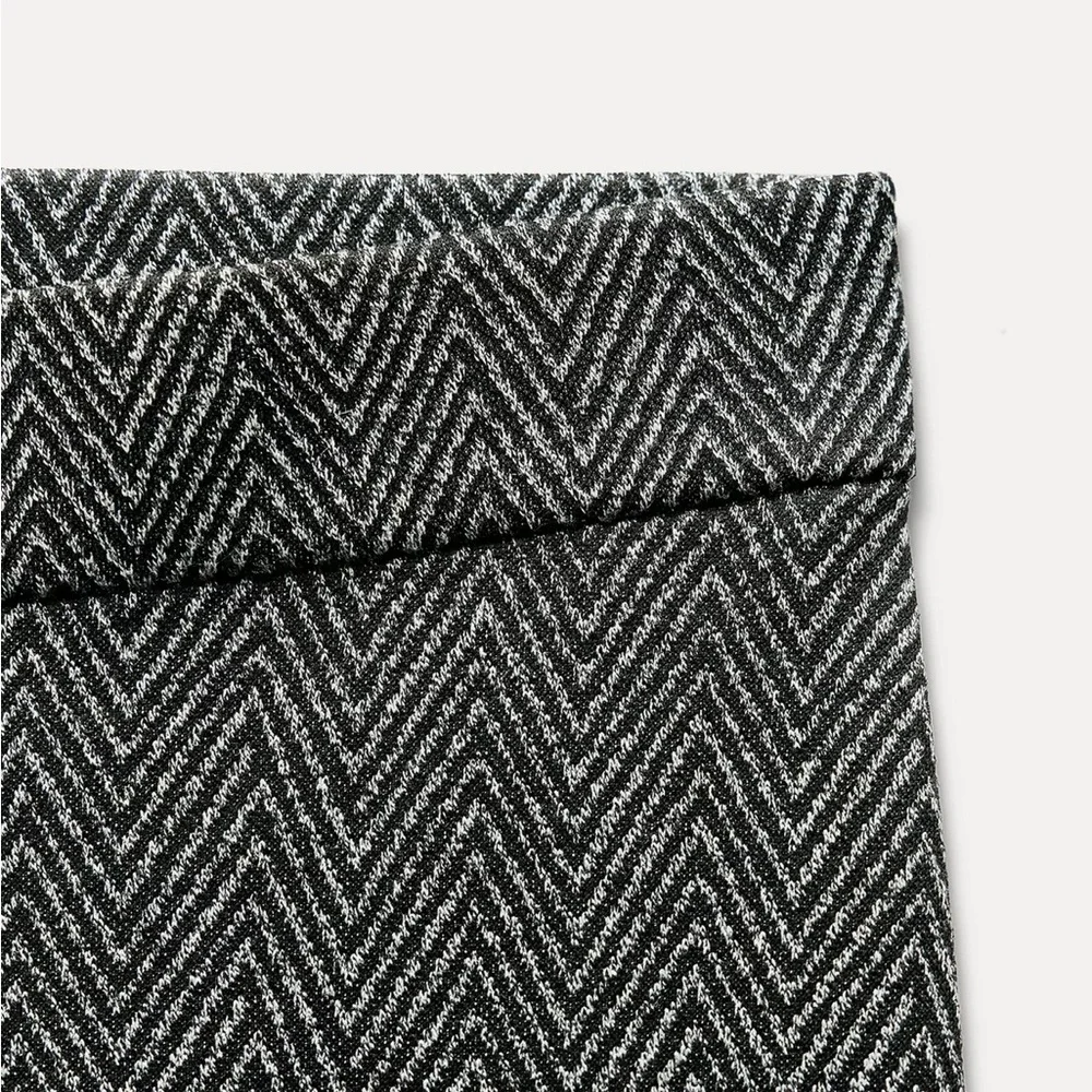 ZARA Stretch Herringbone Flare Trousers Grey Marl Size M NWOT - Picture 3 of 14